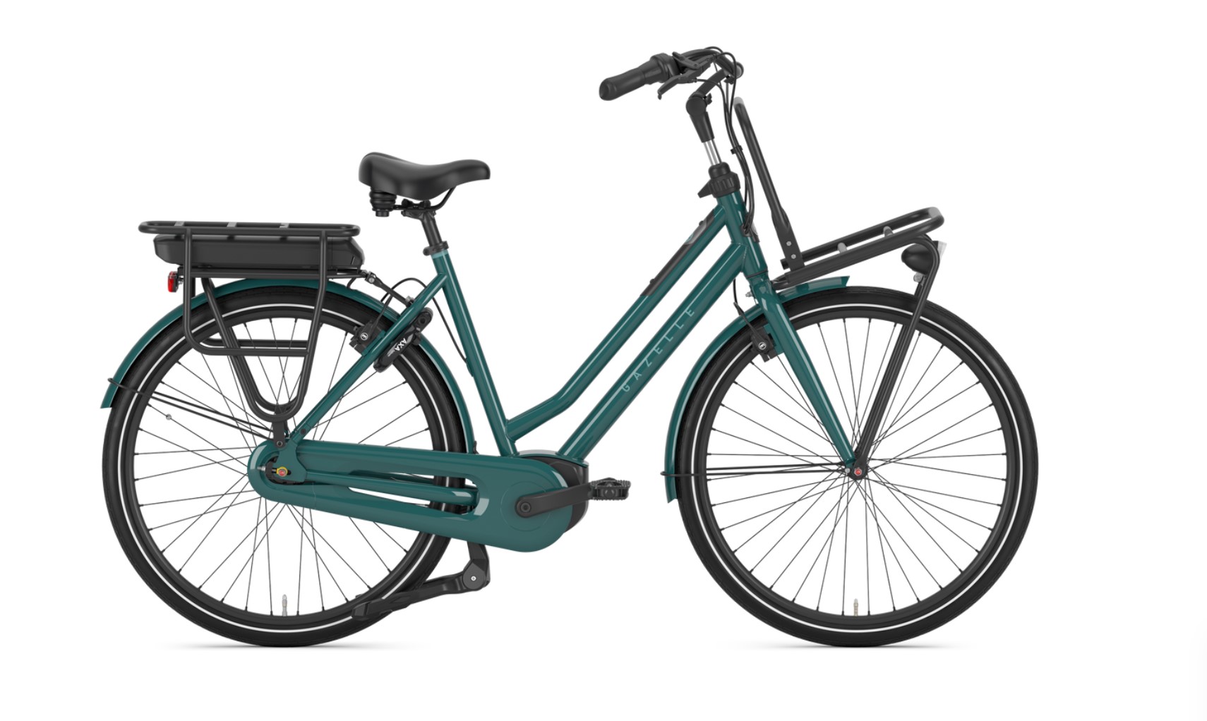 Gazelle HeavyDuty C7+ HMB Smart grün | 500WH | E-Bike Damen City | 2024 | Freilauf-Nabe