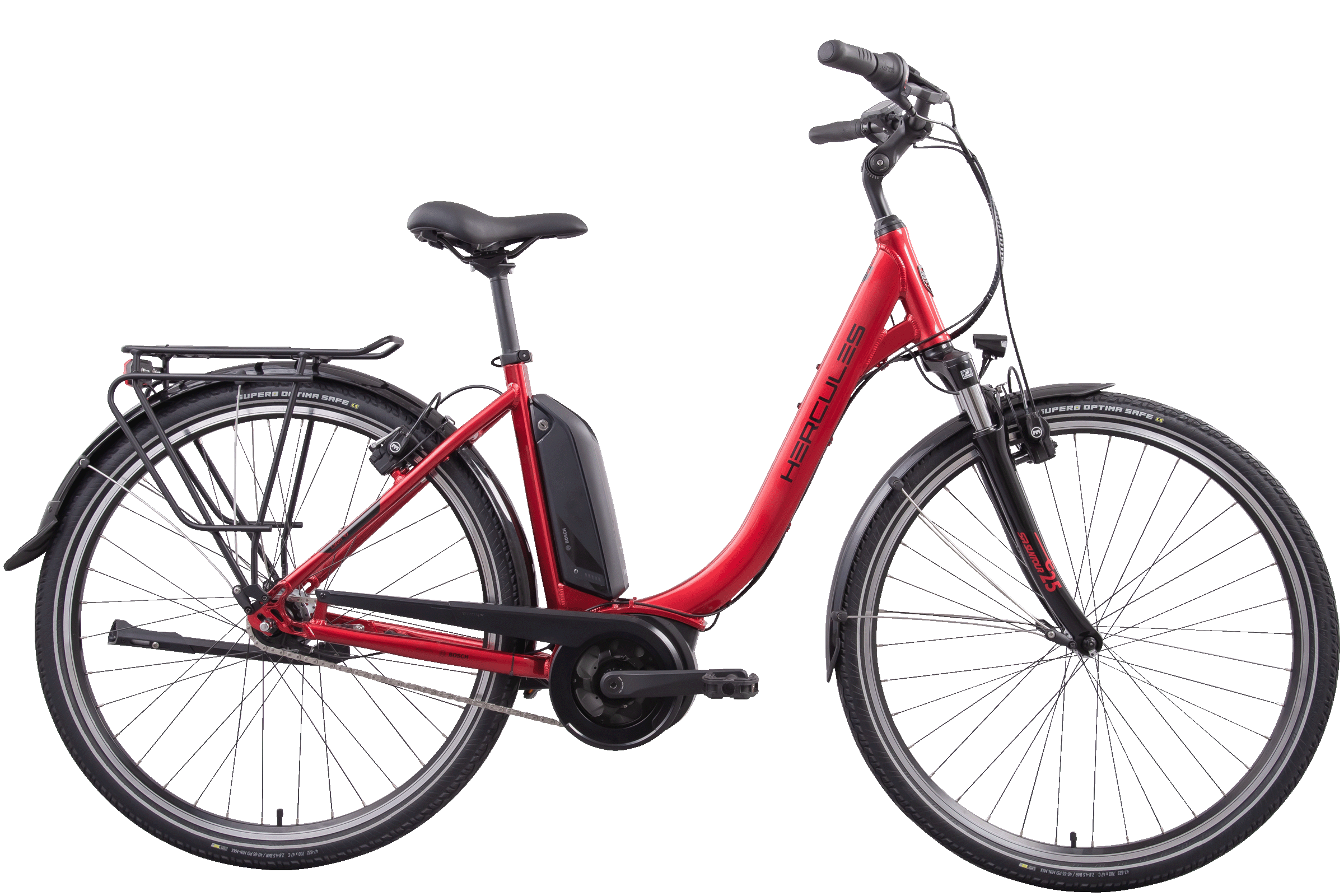 Hercules Lyon F7 rot | 500WH | E-Bike Damen City | 2023 | Freilauf-Nabe