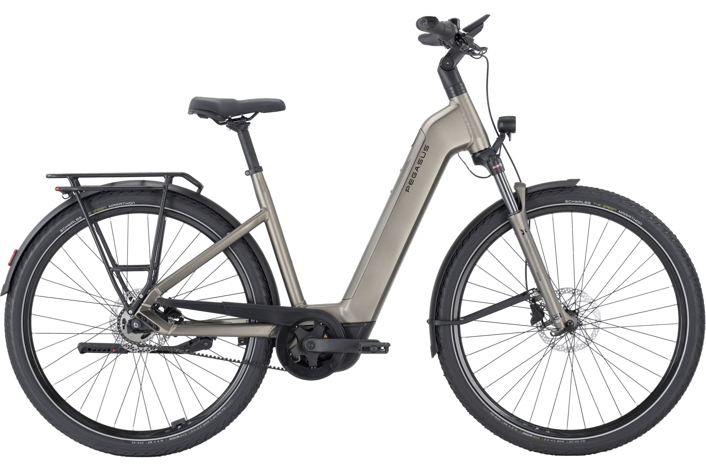 Pegasus PREMIO EVO 5F Belt grau | 800WH | E-Bike Damen Trekking | 2025 | Freilauf-Nabe