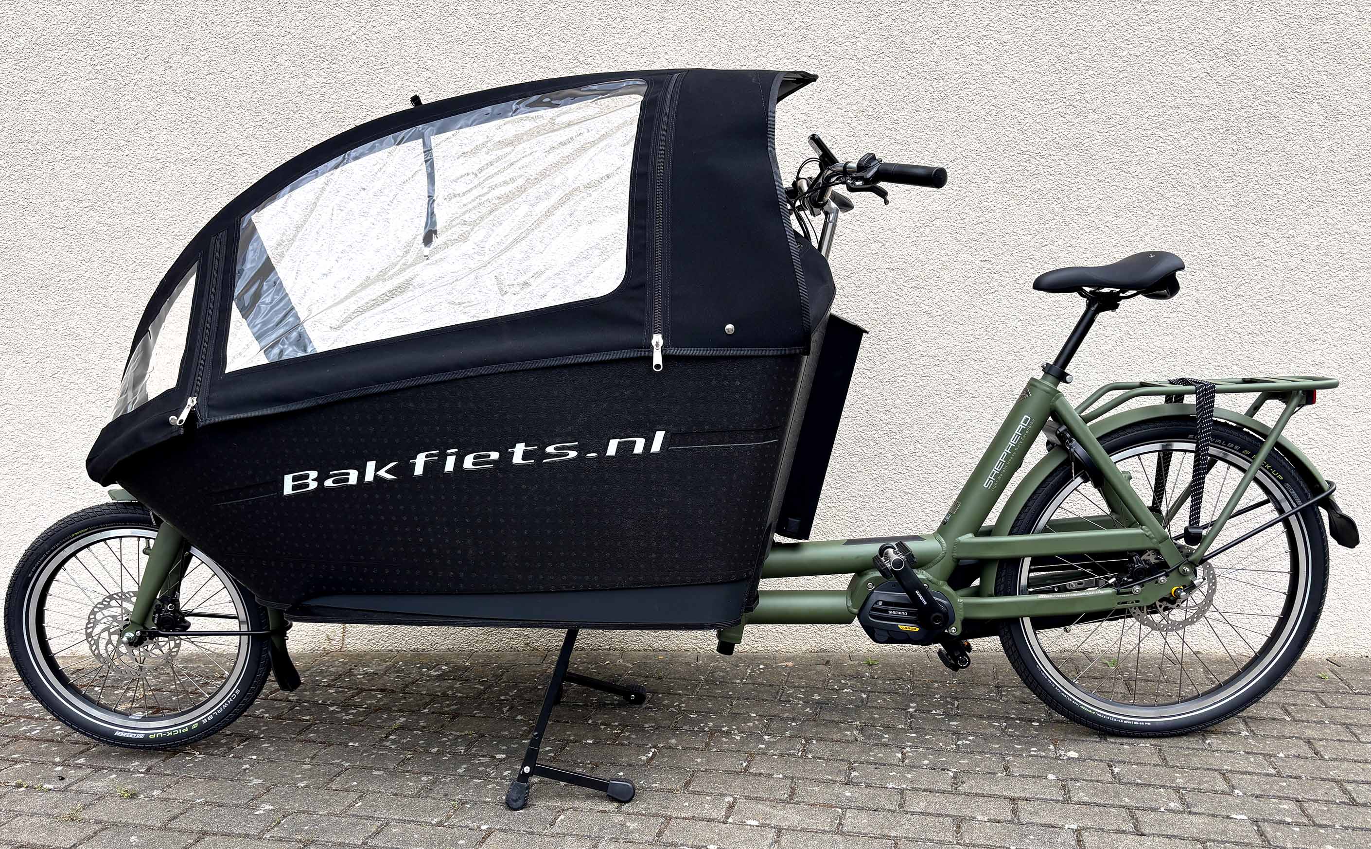 Bakfiets Cargo Shepherd Steps grün | 504WH | E-Lastenrad | 2024 | Freilauf-Nabe